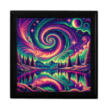 “Aurora Borealis Over Reflective Lake” Keepsake