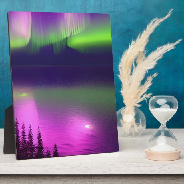 Aurora Borealis over Water  Plaque (Side)