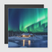 Aurora borealis over winter cabin (Front/Back)