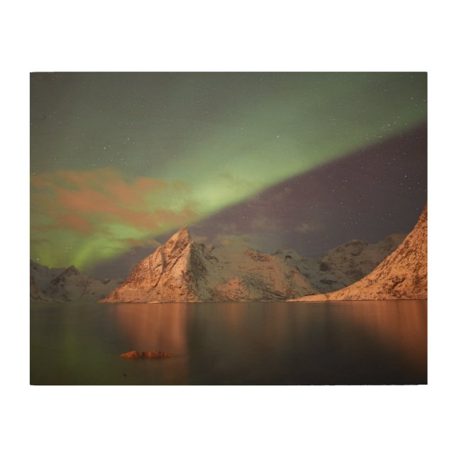 Aurora Borealis, Polar Lights Wood Wall Art (Front)