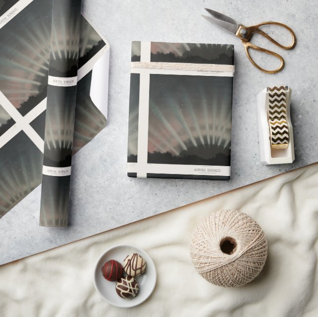 Aurora Borealis Print, Trouvelot, 1881, Restored Wrapping Paper (Crafts)