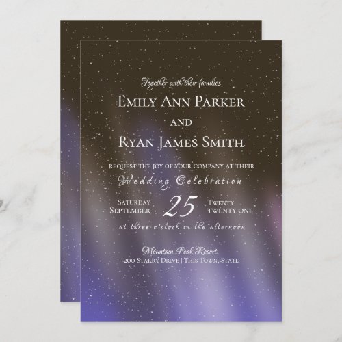 Aurora Borealis Purple Starry Sky Invitation