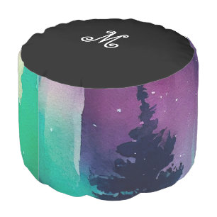 *~* Aurora Borealis Sky Northern Lights . Night Pouf