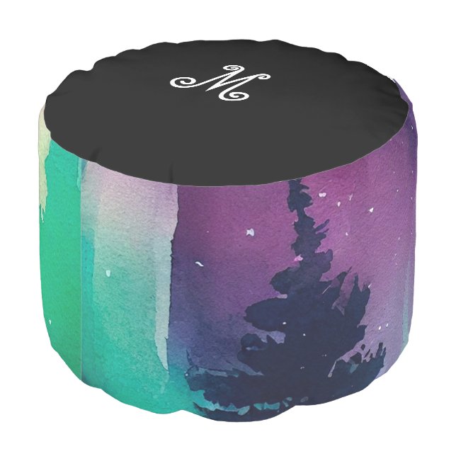 *~* Aurora Borealis  Sky Northern Lights . Night  Pouf (Angled Back)