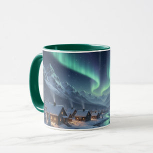 Aurora Borealis Snowy Village Combo Mug