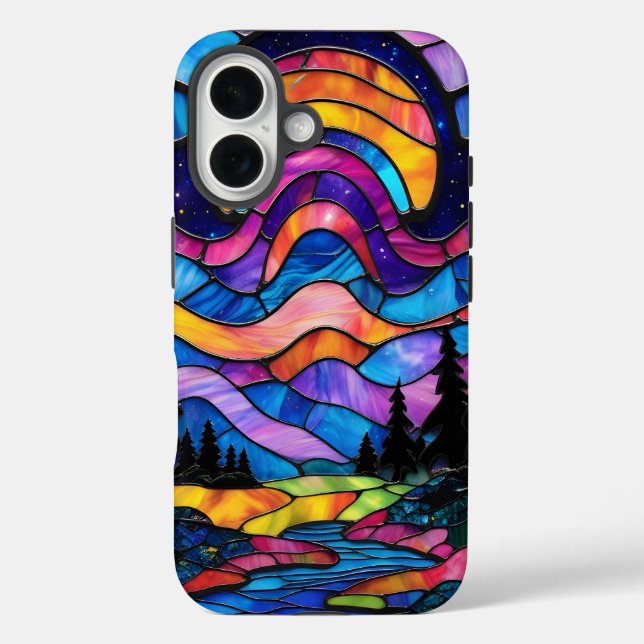 Aurora Borealis Stained Glass Phone Case (Back)