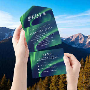Aurora Borealis Sweet 16 Pretty Northern Lights  A All In One Invitation