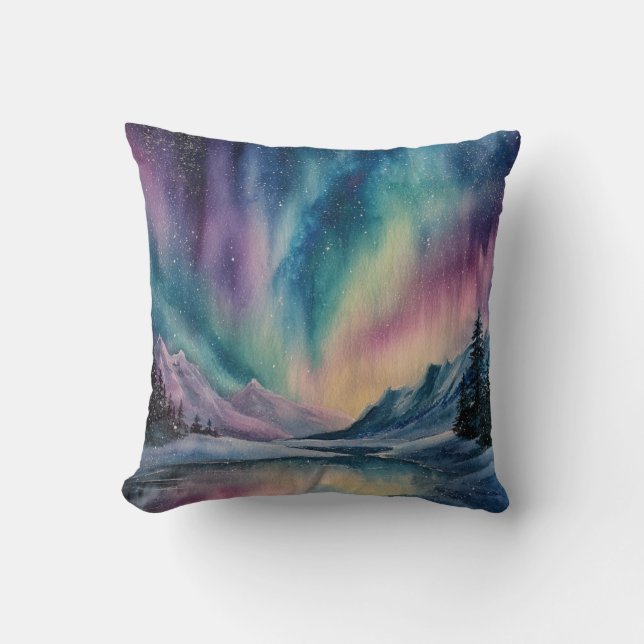 Aurora Borealis Throw Pillow (Front)