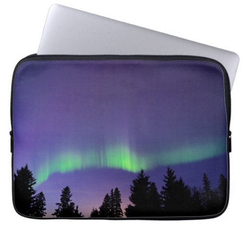 Aurora Borealis  Trees  Manitoba Canada Laptop Sleeve