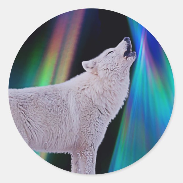 Aurora Borealis Wolf Song |  Rainbow Sticker (Front)