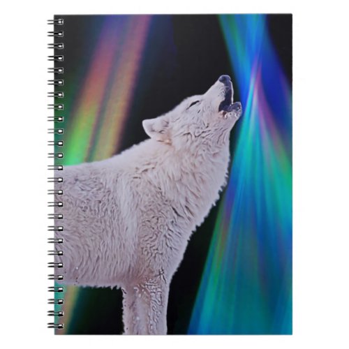 Aurora Borealis Wolf Song  Spiral Notebook