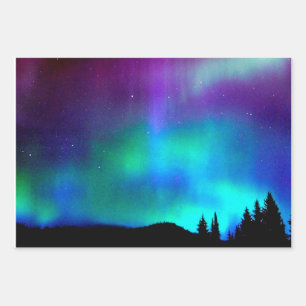 Aurora borealis wrapping paper sheets