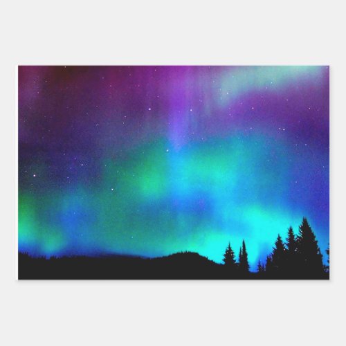 Aurora borealis wrapping paper sheets