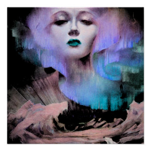 Aurora by Clive Henry blue turquoise purple night Poster