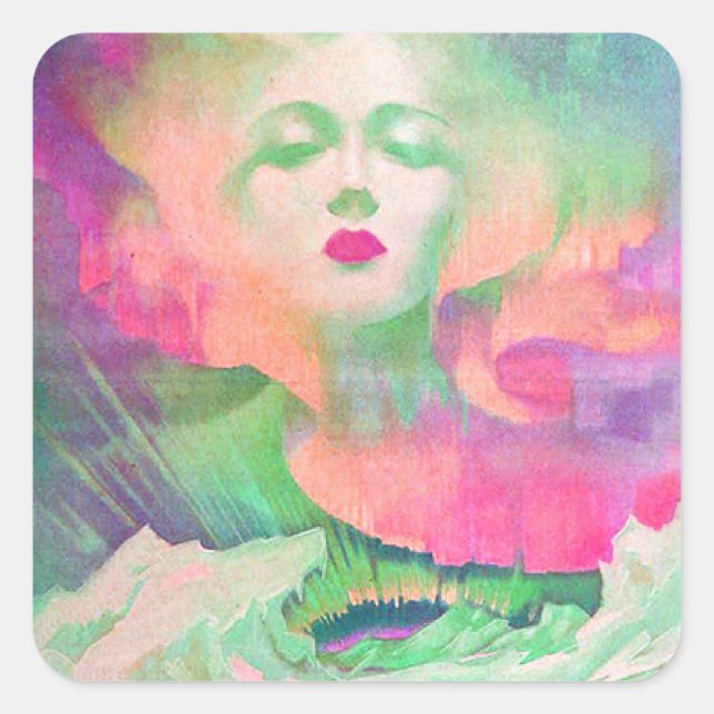 Aurora by Clive Henry colorful pink Square Sticker (Front)