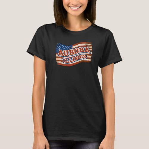 Aurora City Illinois American Flag Premium T_Shirt