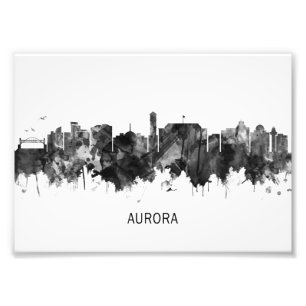 Aurora Colorado Skyline BW Photo Print
