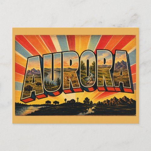 Aurora Colorado Vintage Travel Art Postcard