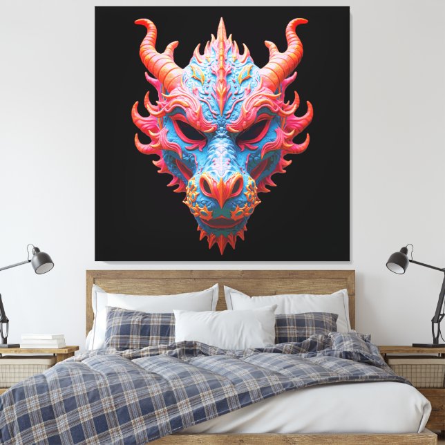 Aurora Dragon Mask Canvas Print (Insitu(Bedroom))