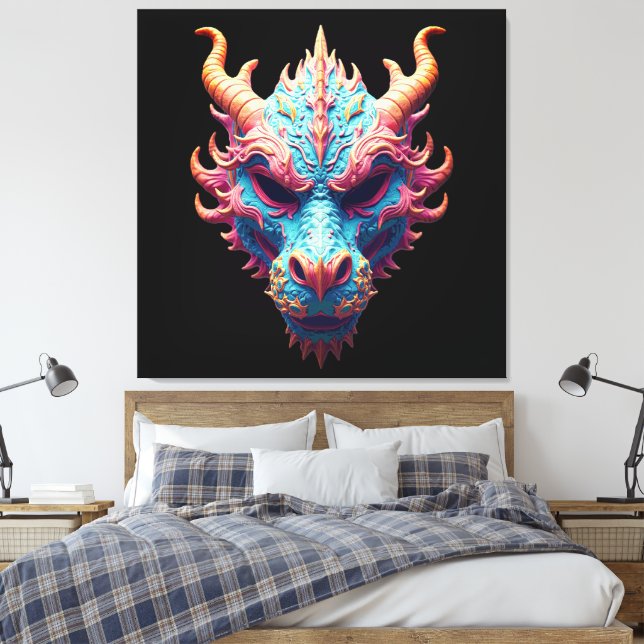 Aurora Dragon Mask Canvas Print (Insitu(Bedroom))