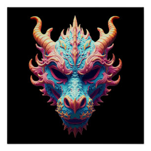 Aurora Dragon Mask Poster