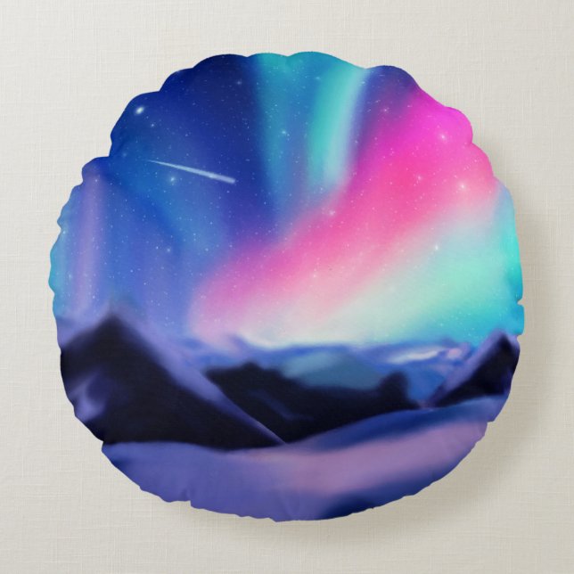 Aurora Dreams Round Pillow (Front)