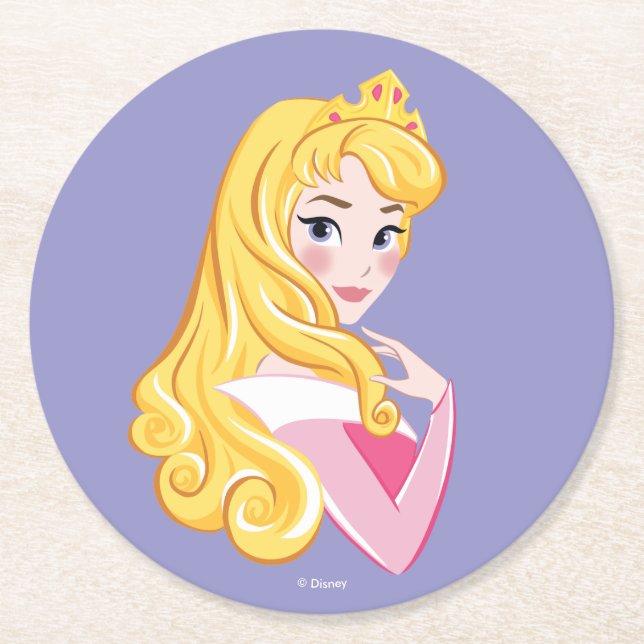 Aurora Fairest of Them All Round Paper Coaster (Front)