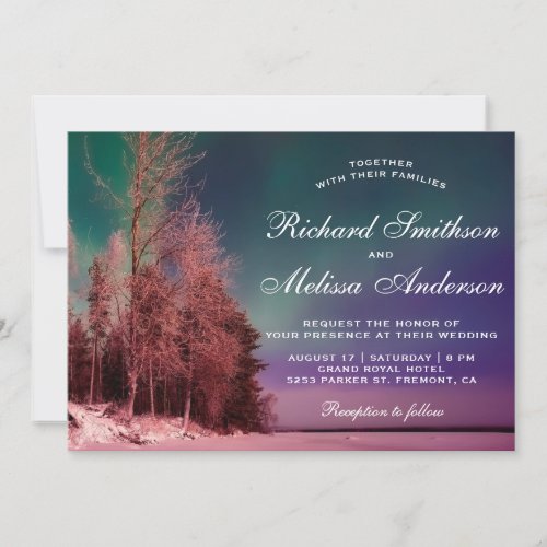 Aurora Forest Northern Lights Wedding Invitation