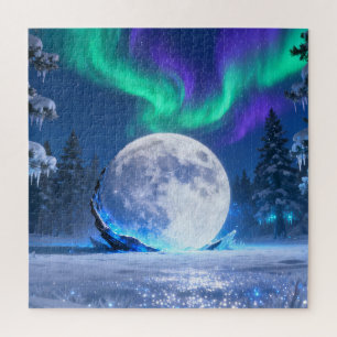 Aurora Full Moon Jigsaw Puzzle