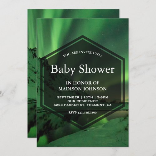 Aurora Glacier Northern Lights Baby Shower Invitation