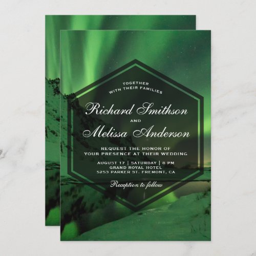 Aurora Glacier Northern Lights Wedding Invitation