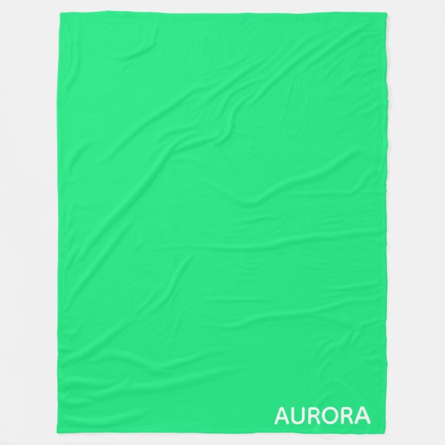 Aurora green color name fleece blanket (Front)