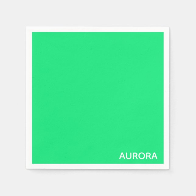 Aurora green color name napkins (Front)