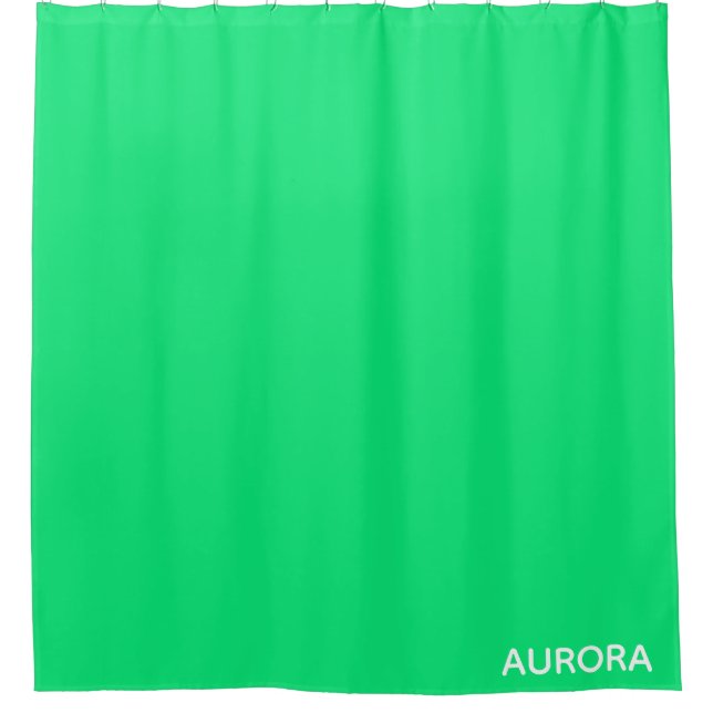 Aurora green color name shower curtain (Front)