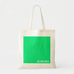 Aurora green color name tote bag
