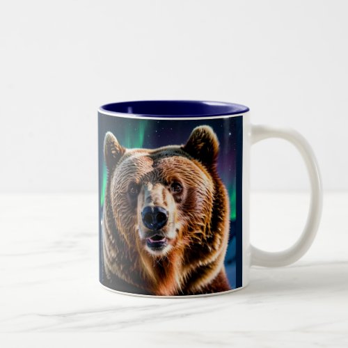 Aurora  Grizzly Bear Wildlife Design Two_Tone Coffee Mug