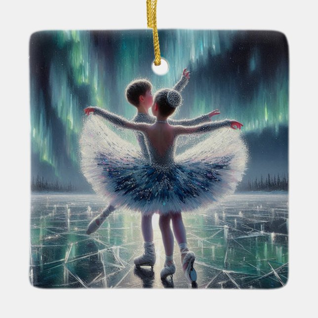 Aurora Ice Ballet Ceramic Ornament (Front)