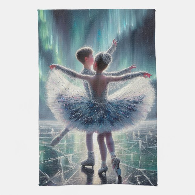 Aurora Ice Ballet Kitchen Towel (Vertical)