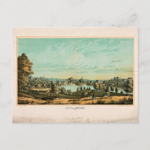 Aurora Illinois 1869 Postcard
