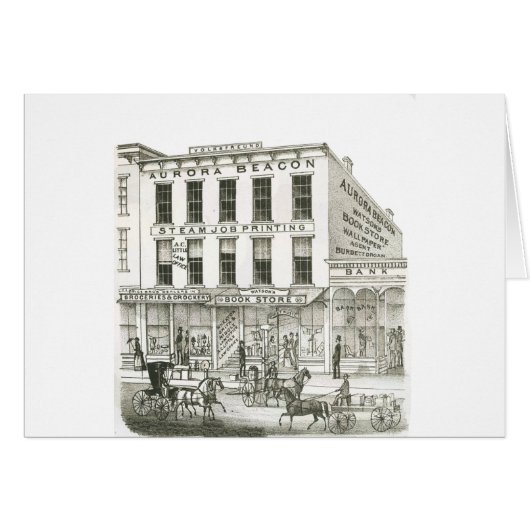 Aurora Illinois Aurora Beacon News 1871 Stone Lith (Front Horizontal)