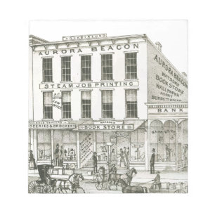 Aurora Illinois Aurora Beacon News 1871 Stone Lith Notepad