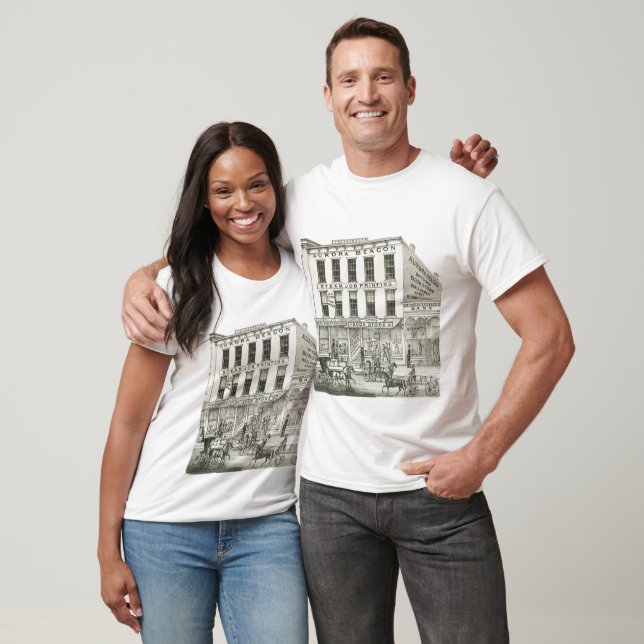 Aurora Illinois Aurora Beacon News 1871 Stone Lith T-Shirt (Unisex)