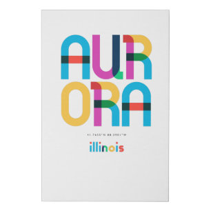 Aurora Illinois Mid Century, Pop Art, Faux Canvas Print