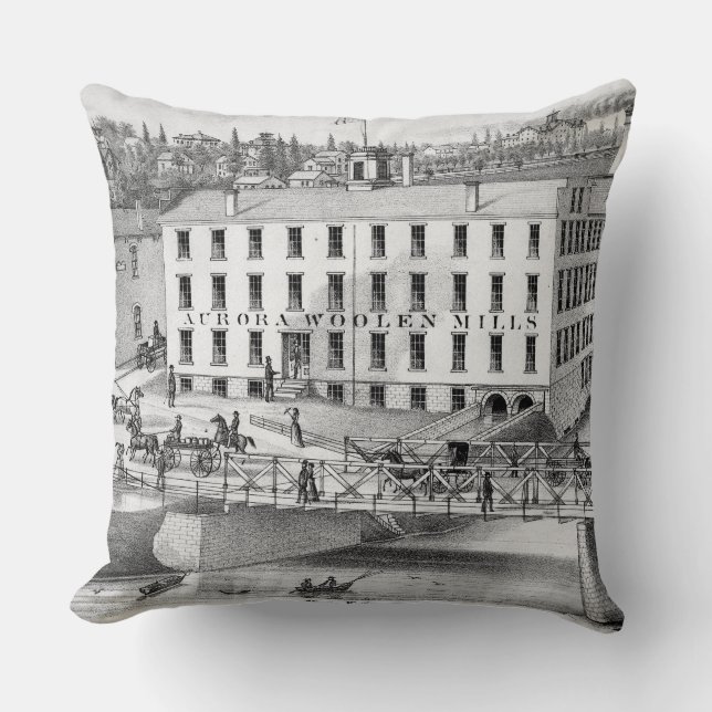 Aurora Illinois Woolen Mills 1871FOX RIVER Throw Pillow (Front)