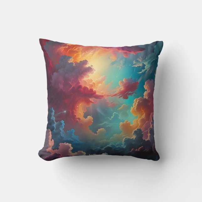 Aurora in the Clouds Throw Pillow (Front)