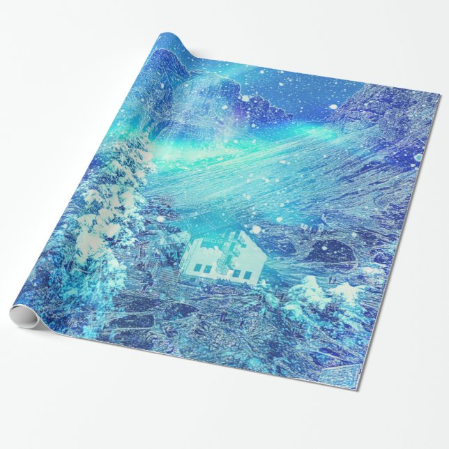 Aurora In Valleys Amazing Xmas Wrapping Paper (Unrolled)