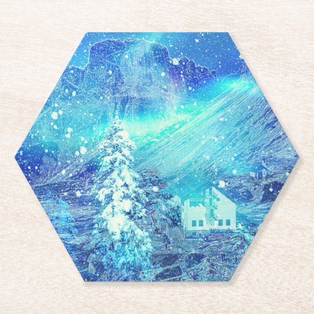 Aurora In Valleys Paper Coaster (Front)