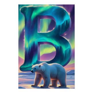 Aurora Letter B Poster | Northern Lights Art Print