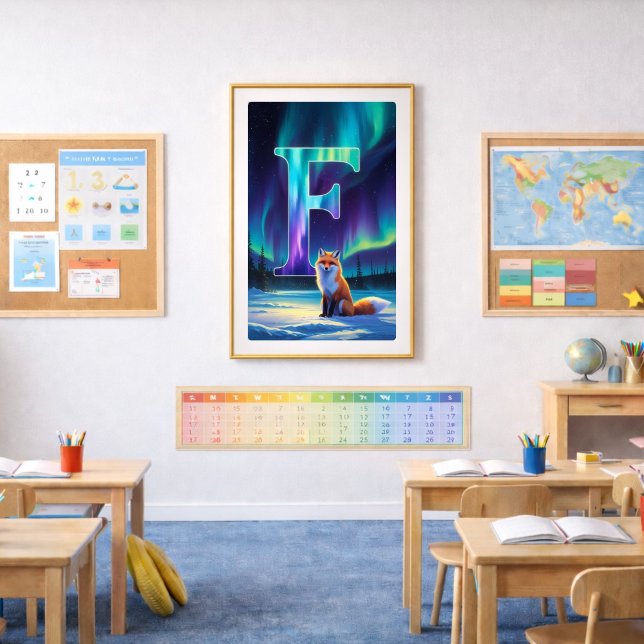 Aurora Letter F Poster | Northern Lights Art Print (Creator Uploaded)