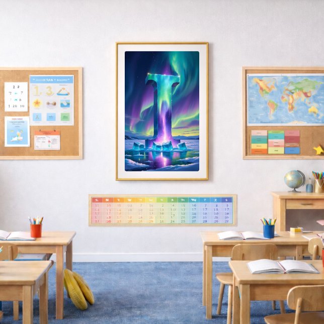 Aurora Letter I Poster | Northern Lights Art Print (Creator Uploaded)